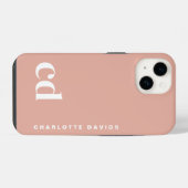 Schattige Girly Peach Monogram iPhone Hoesje (Achterkant horizontaal)