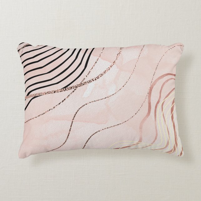 Schattige Girly Pink Bohemian Roos Gold Design Accent Kussen (Voorkant)