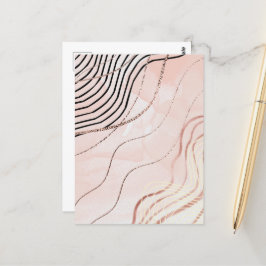 Schattige Girly Pink Bohemian Roos Gold Design Briefkaart