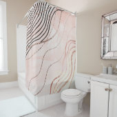 Schattige Girly Pink Bohemian Roos Gold Design Douchegordijn (In situ)