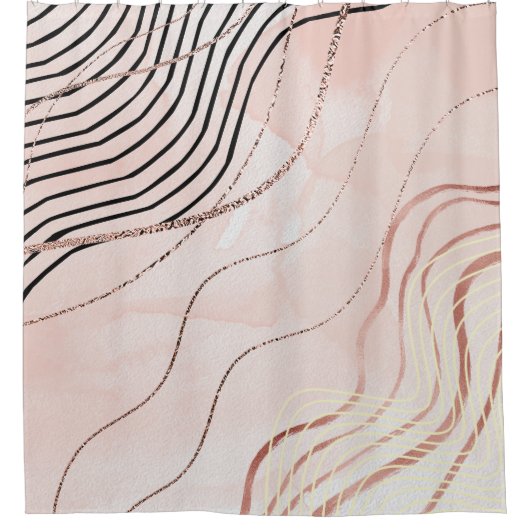 Schattige Girly Pink Bohemian Roos Gold Design Douchegordijn (Voorkant)