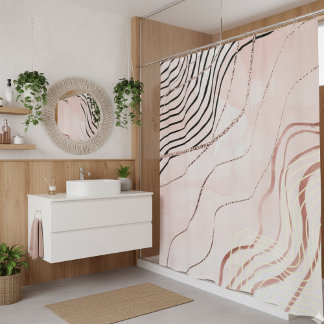 Schattige Girly Pink Bohemian Roos Gold Design Douchegordijn