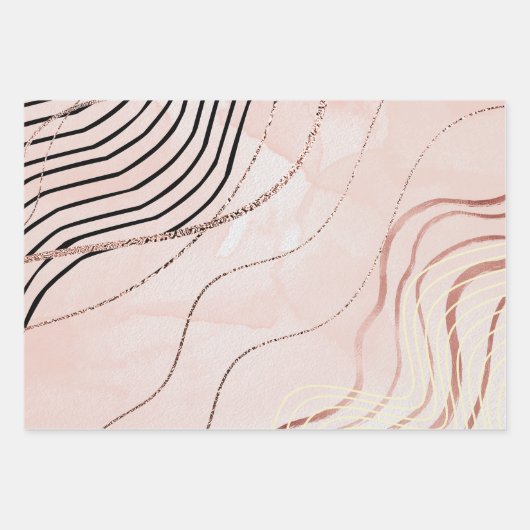 Schattige Girly Pink Bohemian Roos Gold Design Inpakpapier Vel (Voorkant 2)