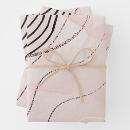 Schattige Girly Pink Bohemian Roos Gold Design Inpakpapier Vel