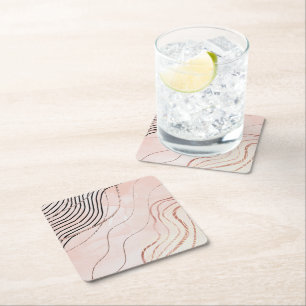 Schattige Girly Pink Bohemian Roos Gold Design Kartonnen Onderzetters