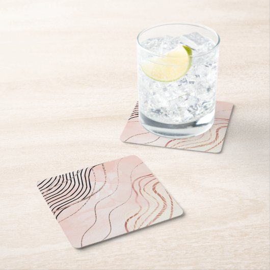 Schattige Girly Pink Bohemian Roos Gold Design Kartonnen Onderzetters (Insitu)