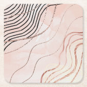 Schattige Girly Pink Bohemian Roos Gold Design Kartonnen Onderzetters (Voorkant)