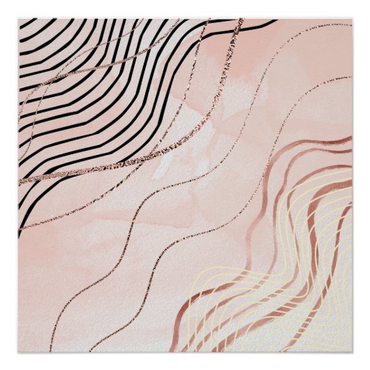 Schattige Girly Pink Bohemian Roos Gold Design Perfect Poster (Voorkant)