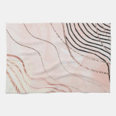 Schattige Girly Pink Bohemian Roos Gold Design Theedoek (Horizontaal)