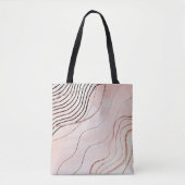 Schattige Girly Pink Bohemian Roos Gold Design Tote Bag (Voorkant)
