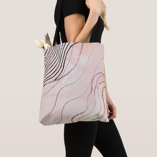 Schattige Girly Pink Bohemian Roos Gold Design Tote Bag (Dichtbij)