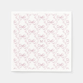 Schattige Girly Pink Bow Monogram Servet (Voorkant)