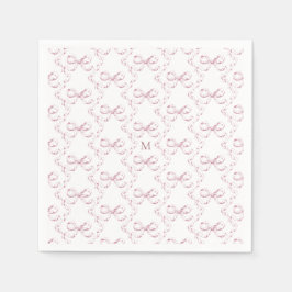 Schattige Girly Pink Bow Monogram Servet