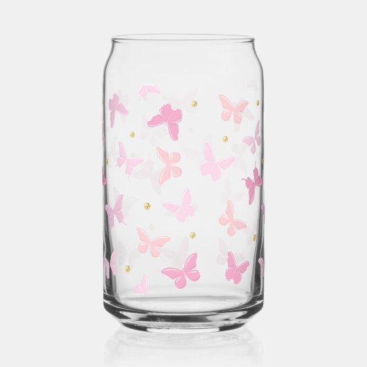 Schattige Girly Pink Butterflies Pattern Blikvorm Glas (Voorkant)