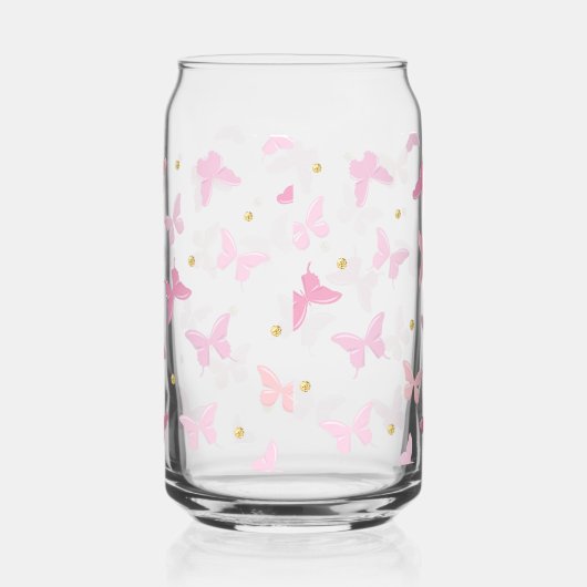 Schattige Girly Pink Butterflies Pattern Blikvorm Glas (Rechts)
