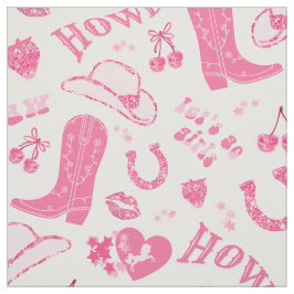 Schattige Girly Pink Cowgirl esthetisch patroon Stof