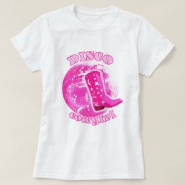 Schattige Girly Pink Disco Ball Cowgirl Boot T-shirt