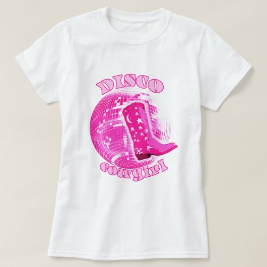Schattige Girly Pink Disco Ball Cowgirl Boot T-shirt (Design voorkant)