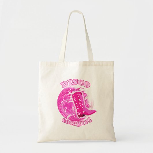 Schattige Girly Pink Disco Ball Cowgirl Boot Tote Bag (Voorkant)