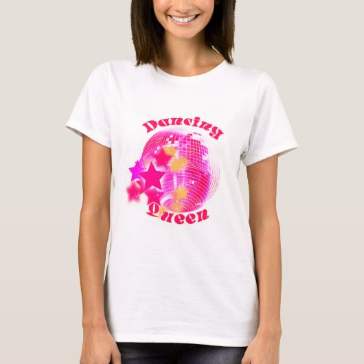 Schattige Girly Pink Disco Ball Dancing Queen T-shirt (Voorkant)