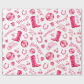 Schattige Girly Pink Disco Cowgirl Esthetisch Cadeaupapier (Vlak)
