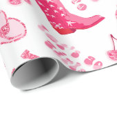 Schattige Girly Pink Disco Cowgirl Esthetisch Cadeaupapier (Rol Hoek)