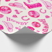 Schattige Girly Pink Disco Cowgirl Esthetisch Cadeaupapier (Hoek)
