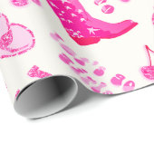 Schattige Girly Pink Disco Cowgirl Esthetisch Cadeaupapier (Rol Hoek)
