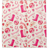 Schattige Girly Pink Disco Cowgirl Esthetisch Douchegordijn (Voorkant)
