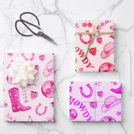 Schattige Girly Pink Disco Cowgirl Esthetisch Inpakpapier Vel