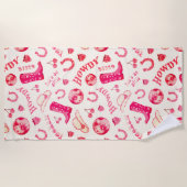 Schattige Girly Pink Disco Cowgirl Esthetisch Strandlaken (Voorkant)