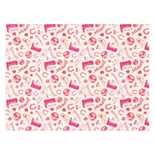 Schattige Girly Pink Disco Cowgirl Esthetisch Tafelkleed (Voorkant (Horizontaal))