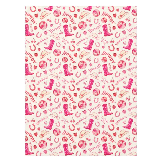 Schattige Girly Pink Disco Cowgirl Esthetisch Tafelkleed (Voorkant)