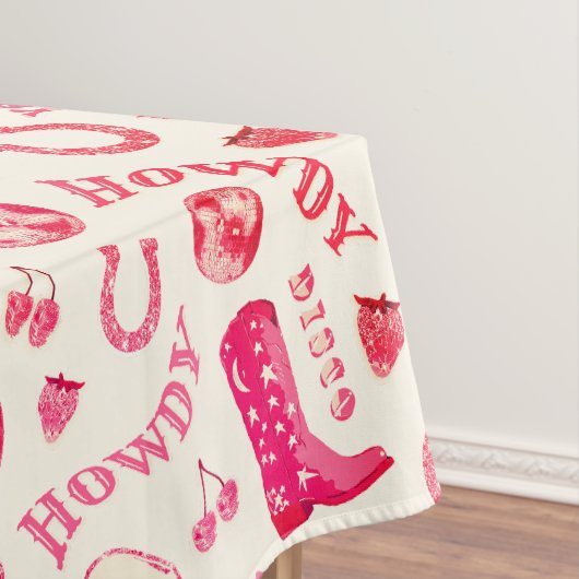 Schattige Girly Pink Disco Cowgirl Esthetisch Tafelkleed (Voorbeeld)
