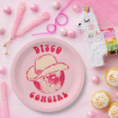 Schattige Girly Pink Disco Cowgirl Glitter Papieren Bordje (Feest)