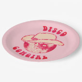 Schattige Girly Pink Disco Cowgirl Glitter Papieren Bordje (Gekanteld)