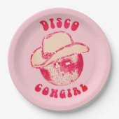 Schattige Girly Pink Disco Cowgirl Glitter Papieren Bordje (Voorkant)