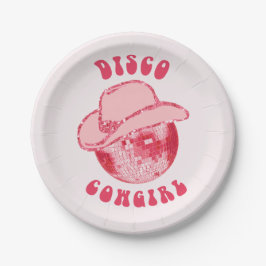 Schattige Girly Pink Disco Cowgirl Glitter Papieren Bordje