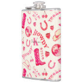 Schattige Girly Pink Disco Cowgirl Naam Monogram Heupfles (Links)