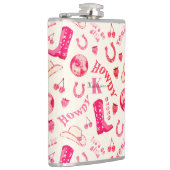 Schattige Girly Pink Disco Cowgirl Naam Monogram Heupfles (Rechts)