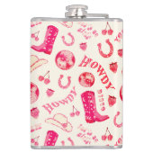 Schattige Girly Pink Disco Cowgirl Naam Monogram Heupfles (Achterkant)