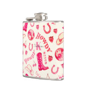 Schattige Girly Pink Disco Cowgirl Naam Monogram Heupfles (Links)