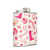 Schattige Girly Pink Disco Cowgirl Naam Monogram Heupfles (Rechts)