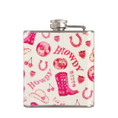 Schattige Girly Pink Disco Cowgirl Naam Monogram Heupfles (Achterkant)