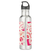 Schattige Girly Pink Disco Cowgirl Naam Monogram Waterfles (Achterkant)