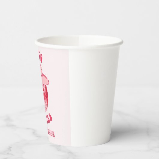 Schattige Girly Pink Disco Cowgirl Naam Papieren Bekers (Links)