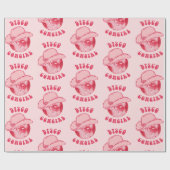 Schattige Girly Pink Disco Cowgirl Pet Cadeaupapier (Vlak)