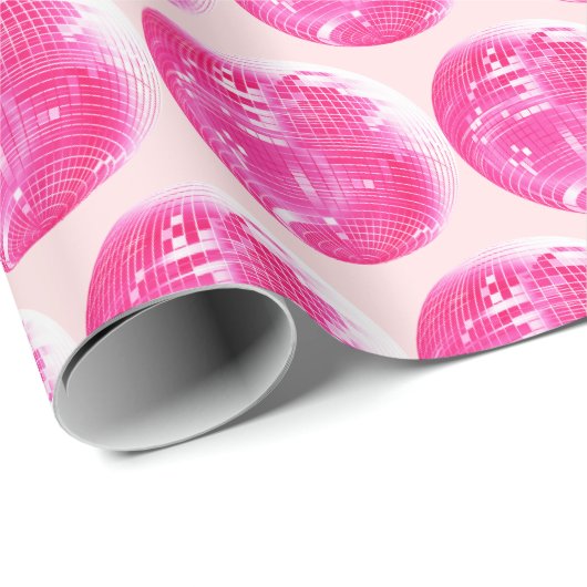 Schattige Girly Pink Disco Mirrorball Cadeaupapier (Rol Hoek)