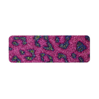 Schattige Girly Pink en veelkleurige glitter Cheet Etiket