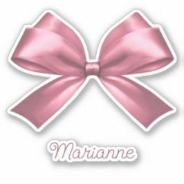 Schattige Girly Pink Esthetische Boog met Naam Sticker